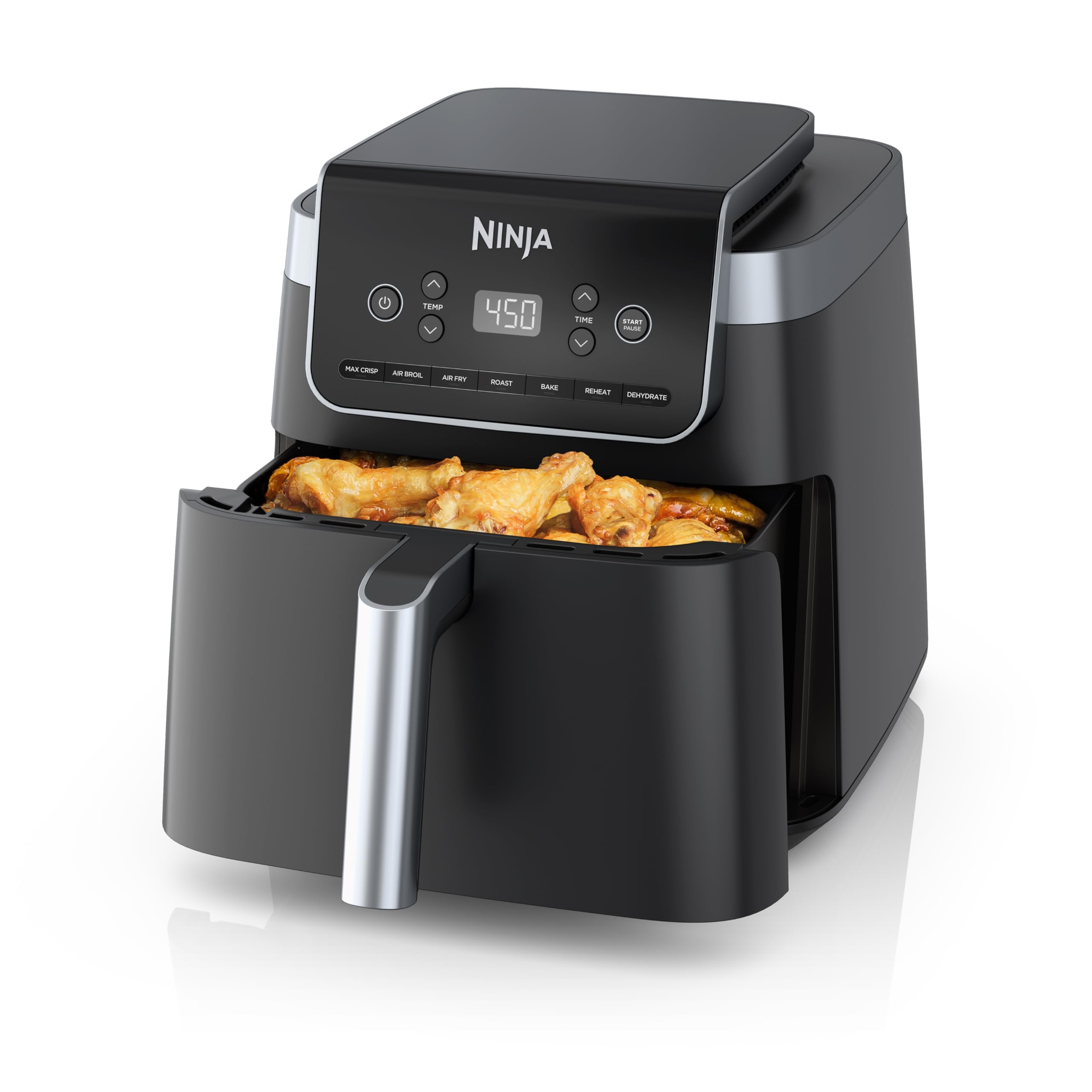 Ninja XL Air Fryer with MaxCrisp | 6.5 QT Capacity | 6-in-1 Max Crisp, Air Fry, Roast, Bake, Reheat & Dehydrate | 450°F Temp | 1750 Watts | Nonstick Basket, Crisper Plate & Recipe Guide | Grey | AF181