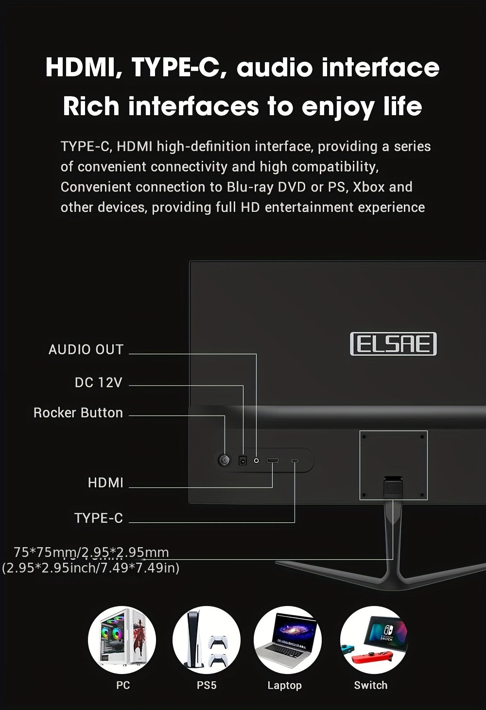 24 Inch Full HD 100Hz IPS Gaming Monitor - Enjoy Seamless Gameplay with FreeSync, HDR, and Low Blue Light - VESA Mountable with Type-C Ports and GamePlus Technology