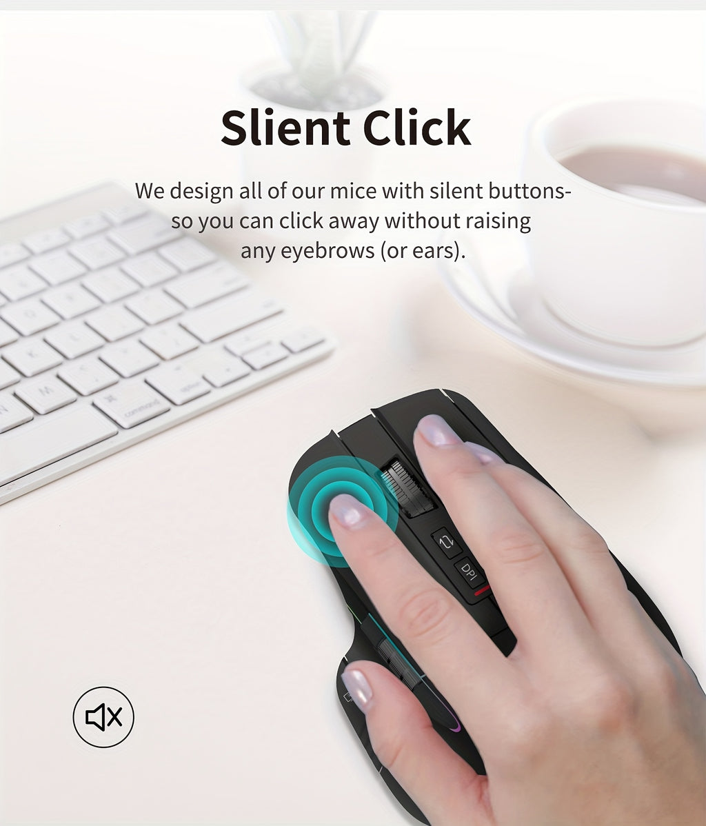 Wireless Wireless Mouse, 2.4GHz, Type-C Wired Three Mode Connection, Artificial Vertical Mouse, Rechargeable Optical Mouse