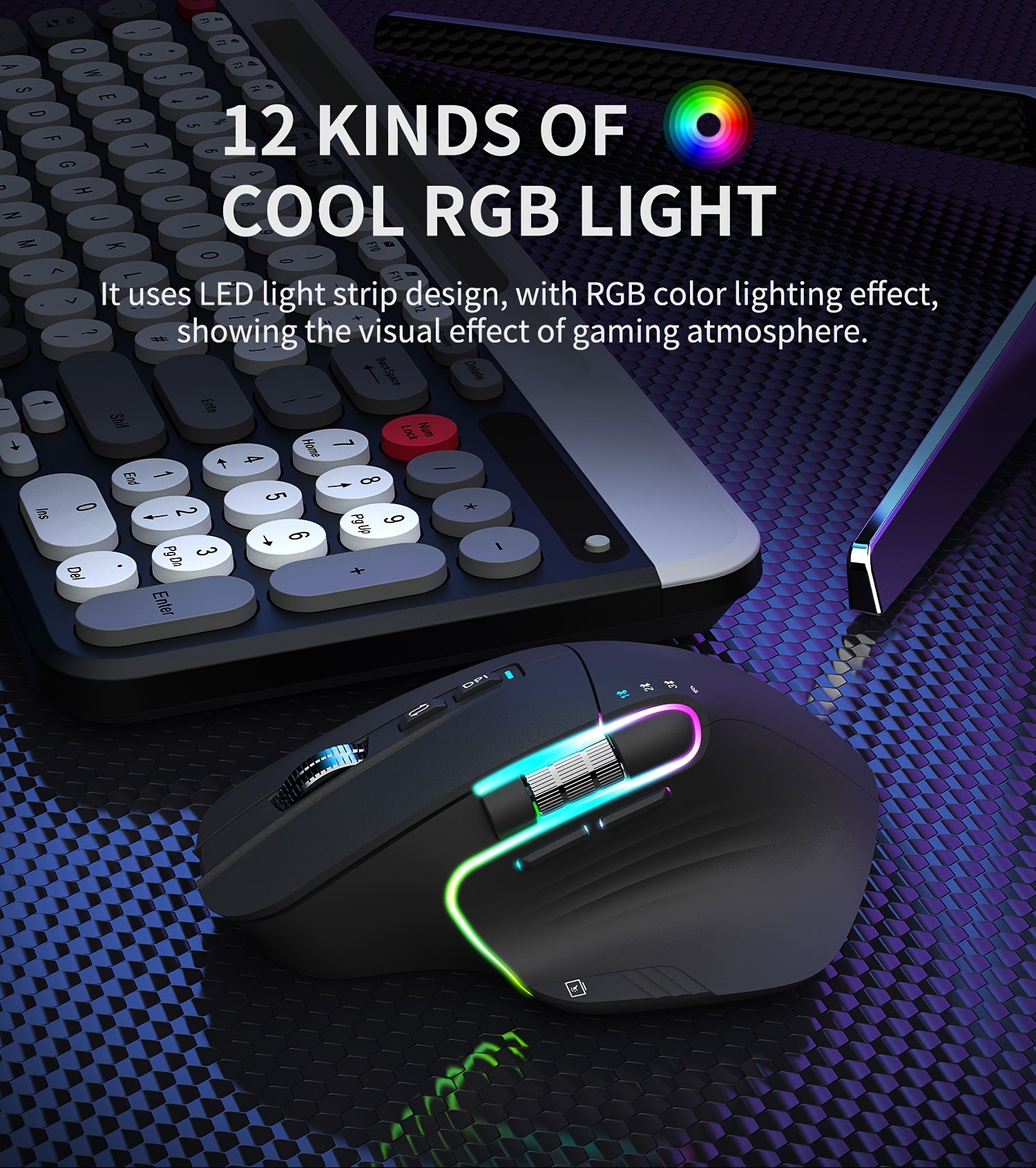 Wireless Wireless Mouse, 2.4GHz, Type-C Wired Three Mode Connection, Artificial Vertical Mouse, Rechargeable Optical Mouse