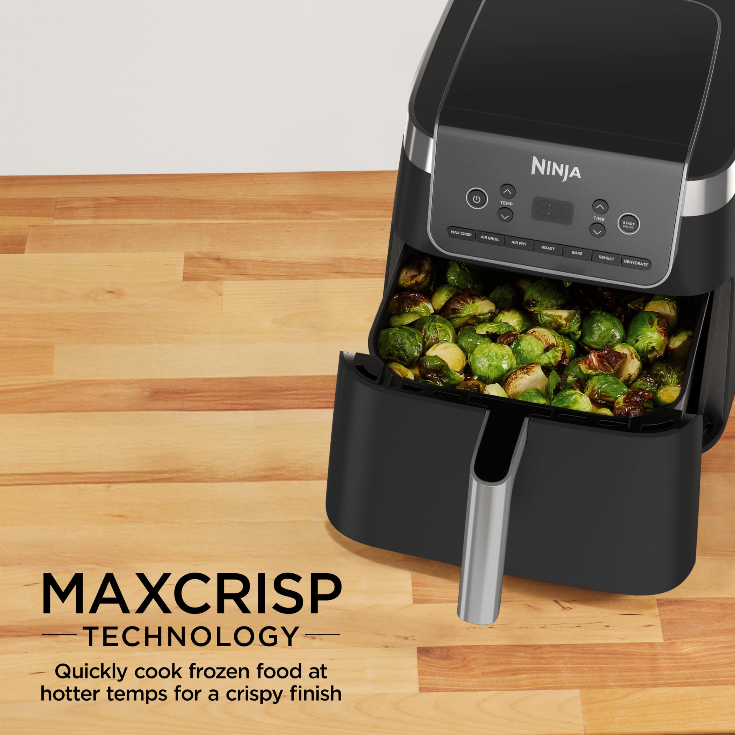 Ninja XL Air Fryer with MaxCrisp | 6.5 QT Capacity | 6-in-1 Max Crisp, Air Fry, Roast, Bake, Reheat & Dehydrate | 450°F Temp | 1750 Watts | Nonstick Basket, Crisper Plate & Recipe Guide | Grey | AF181