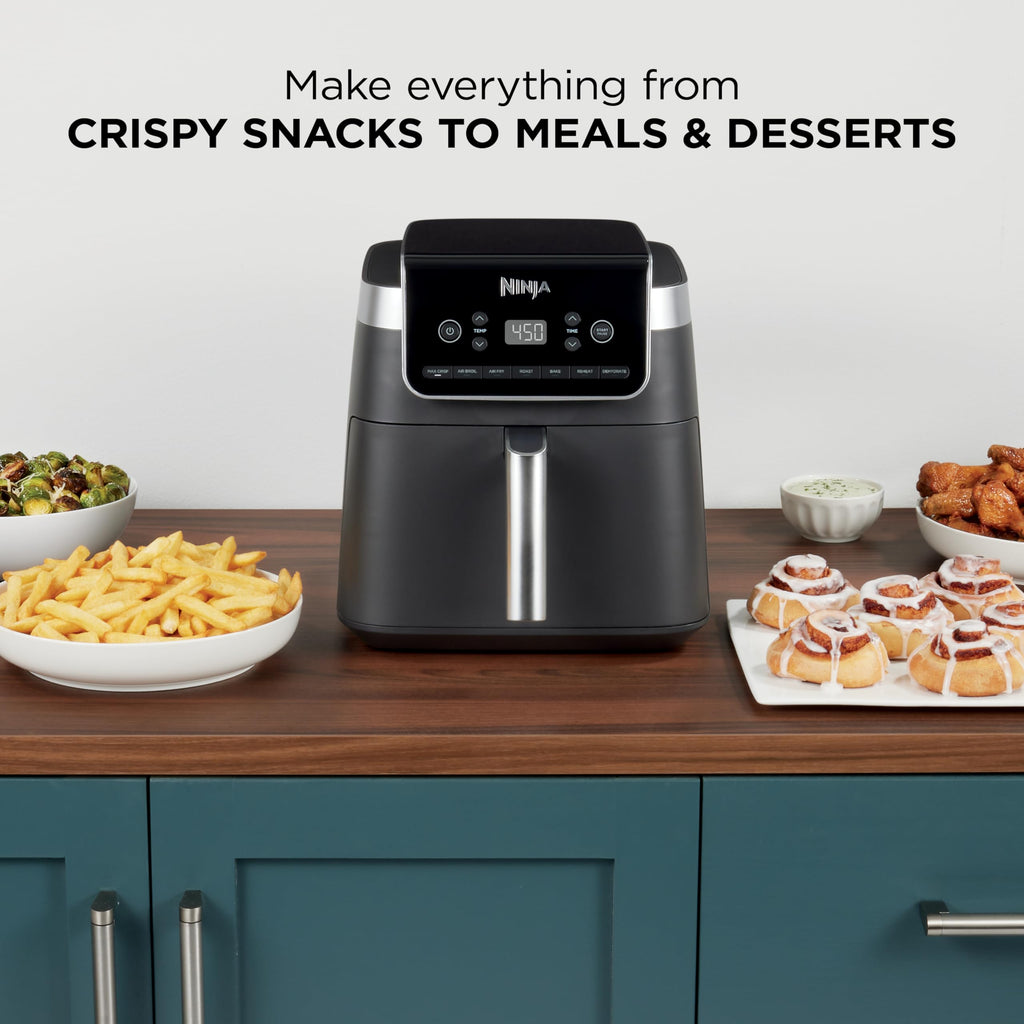 Ninja XL Air Fryer with MaxCrisp | 6.5 QT Capacity | 6-in-1 Max Crisp, Air Fry, Roast, Bake, Reheat & Dehydrate | 450°F Temp | 1750 Watts | Nonstick Basket, Crisper Plate & Recipe Guide | Grey | AF181