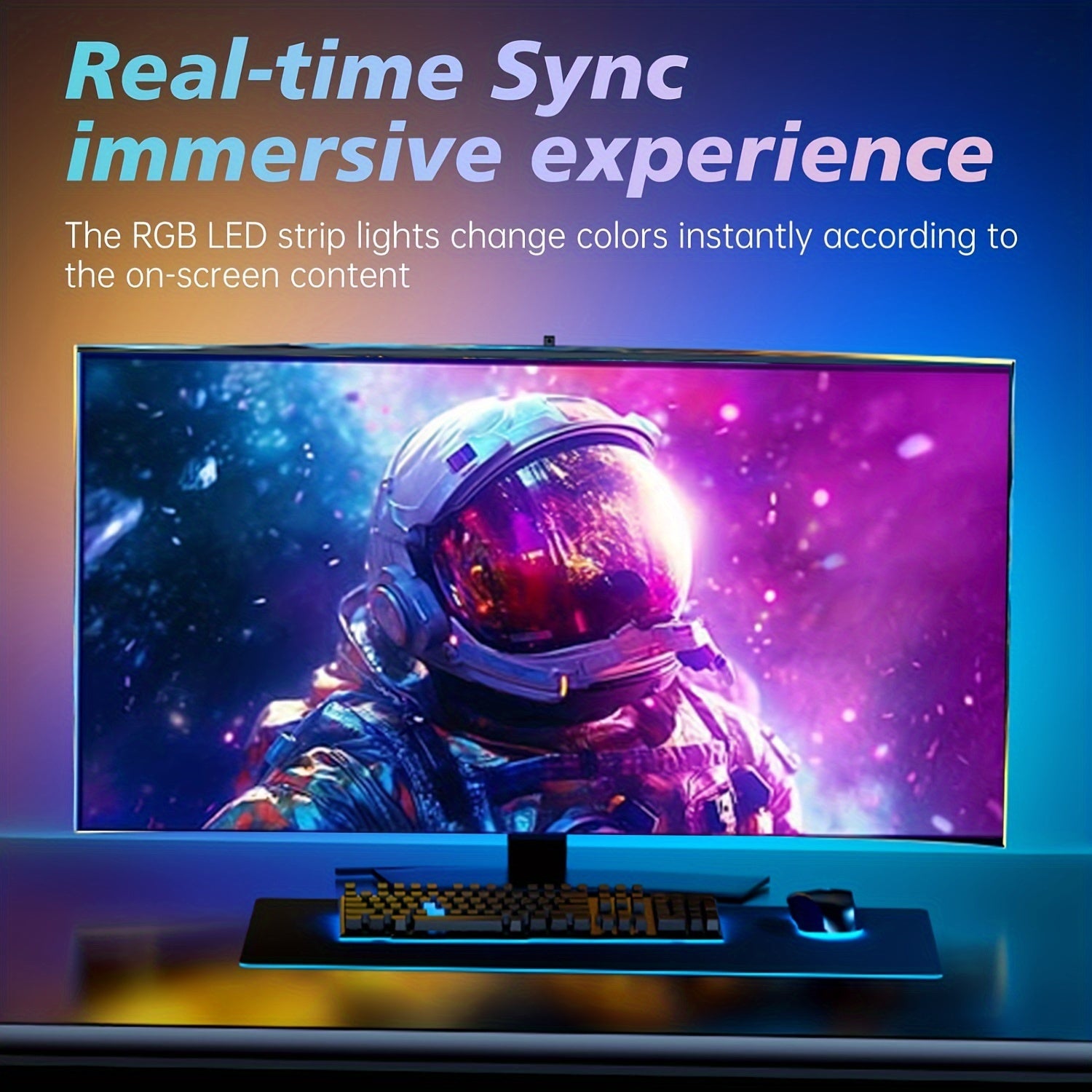 27" Assurged Ambience Display Screen Light - LED Backlit Gaming Monitor with Real-Time RGB+IC Ambient Lighting, Screen Color & Music Sync, High Frame Rate, USB Interface for Desk Gaming - Immersive Gaming Experience