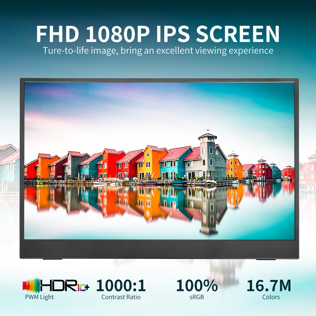 2024 New HDRinch Portable Monitor Laptop, 15.6-inch 1080p 100% SRGB USB C Travel External Second Computer Screen HDRinch Portable Monitor Laptop Gaming Monitor