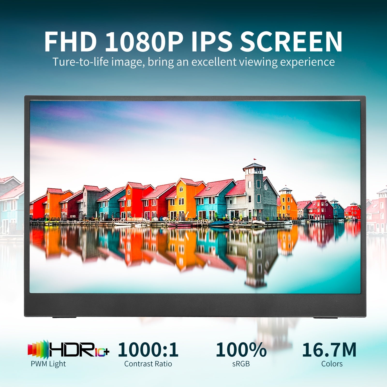 2024 New HDRinch Portable Monitor Laptop, 15.6-inch 1080p 100% SRGB USB C Travel External Second Computer Screen HDRinch Portable Monitor Laptop Gaming Monitor