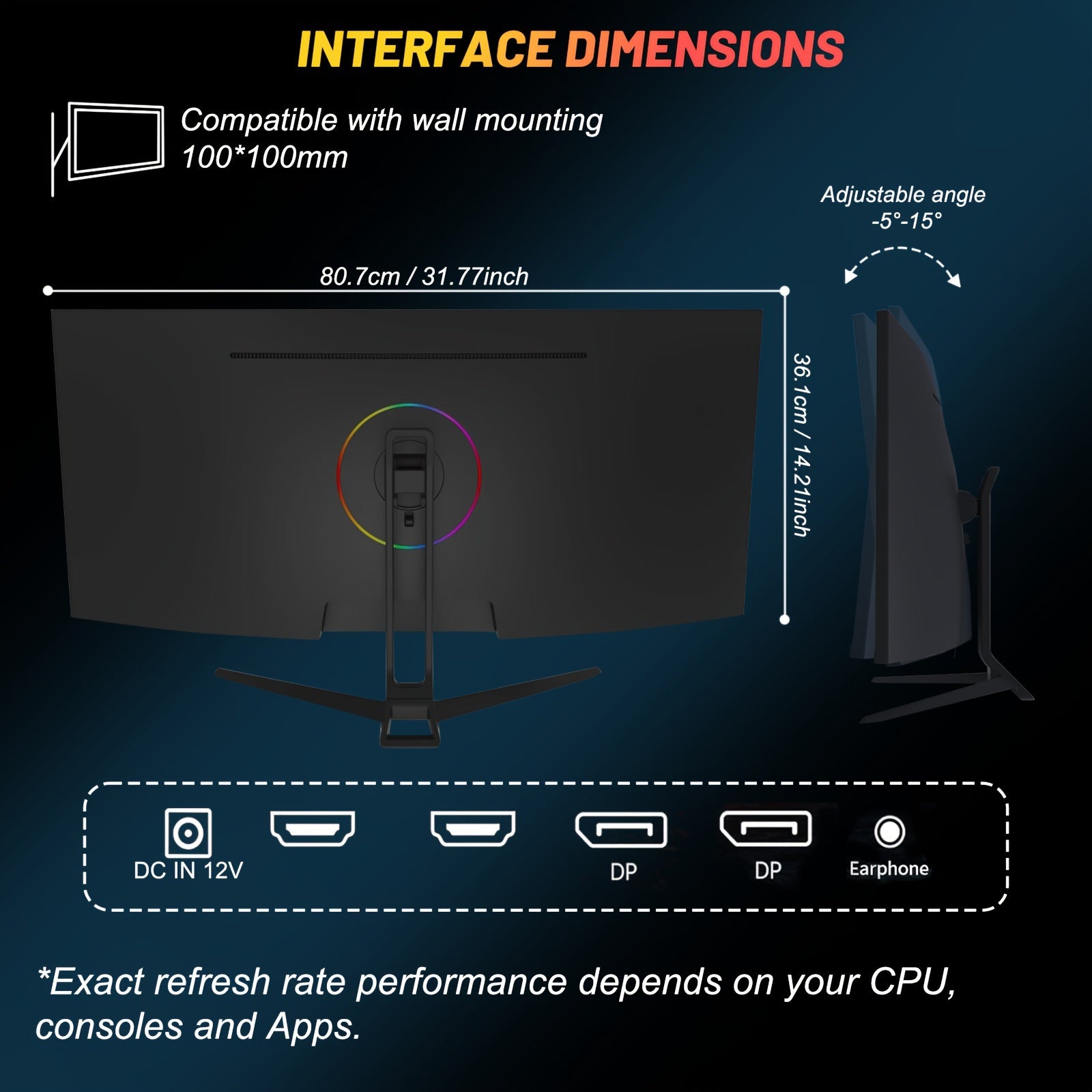 Suevery 34inch 21:9 UWQHD (3440x1440), 144Hz PC Screen, 1500R Ultrawide Curved Gaming Monitor, 1ms, FreeSync, 178° Wide Viewing Angle