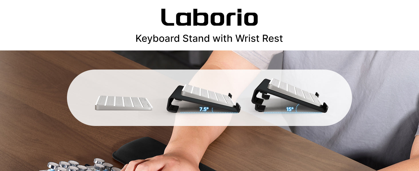 Computer Keyboard Stand for Desktop, 2-Level Height Adjustment Keyboard Wrist Rest, Non-Slip Key Board Riser Pad for Desk