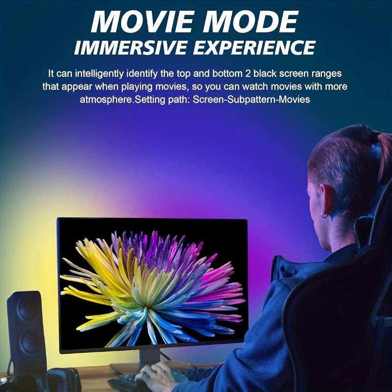 27" Assurged Ambience Display Screen Light - LED Backlit Gaming Monitor with Real-Time RGB+IC Ambient Lighting, Screen Color & Music Sync, High Frame Rate, USB Interface for Desk Gaming - Immersive Gaming Experience