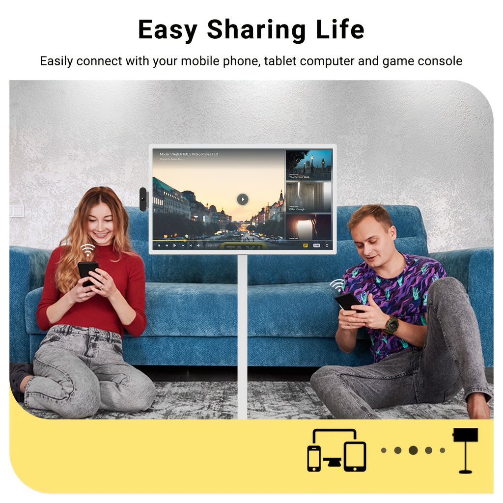 Apolosign 32 Inch Portable TV, Smart Screen, Portable Monitor With Touch Screen, 8GB+128GB, 6800mAh Battery, 1080P, Camera 8MP, Rotation Rolling, Voice Remote Control Mobile TV, Android OS, Built-in Battery, Gaming Monitor, G