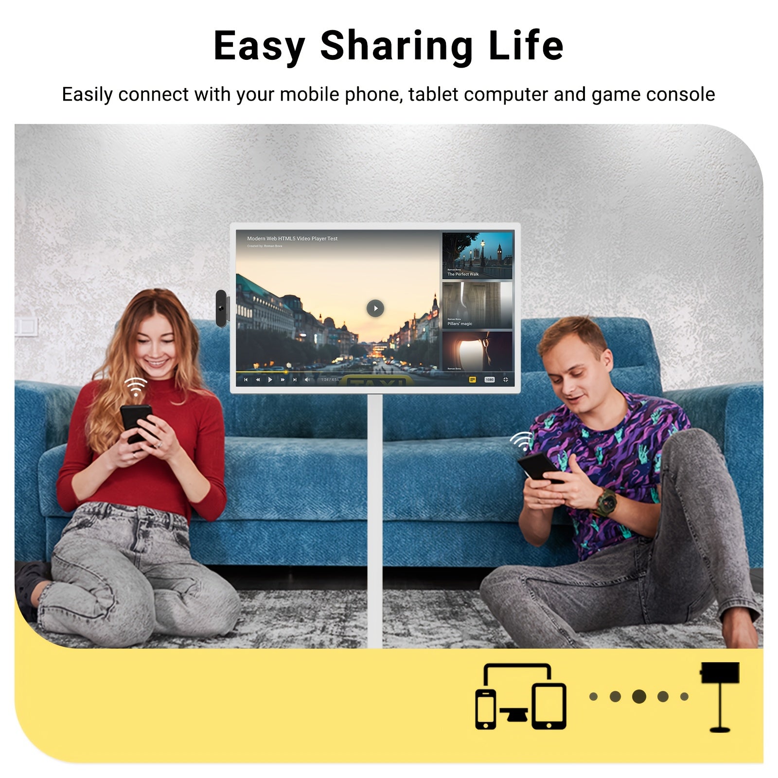 Apolosign 32 Inch Portable TV, Smart Screen, Portable Monitor With Touch Screen, 8GB+128GB, 6800mAh Battery, 1080P, Camera 8MP, Rotation Rolling, Voice Remote Control Mobile TV, Android OS, Built-in Battery, Gaming Monitor, G
