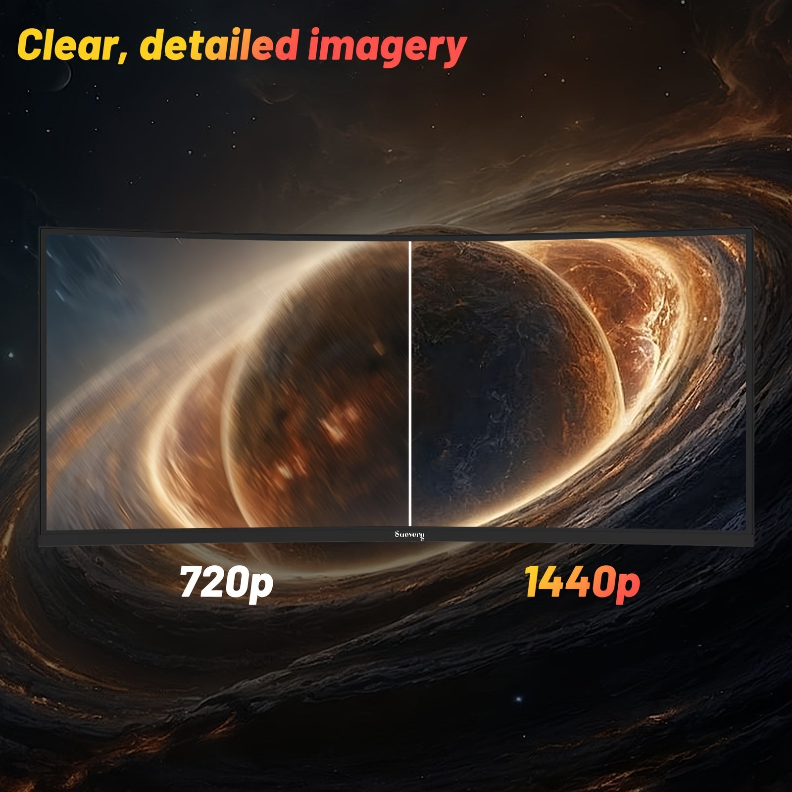 Suevery 34inch 21:9 UWQHD (3440x1440), 144Hz PC Screen, 1500R Ultrawide Curved Gaming Monitor, 1ms, FreeSync, 178° Wide Viewing Angle