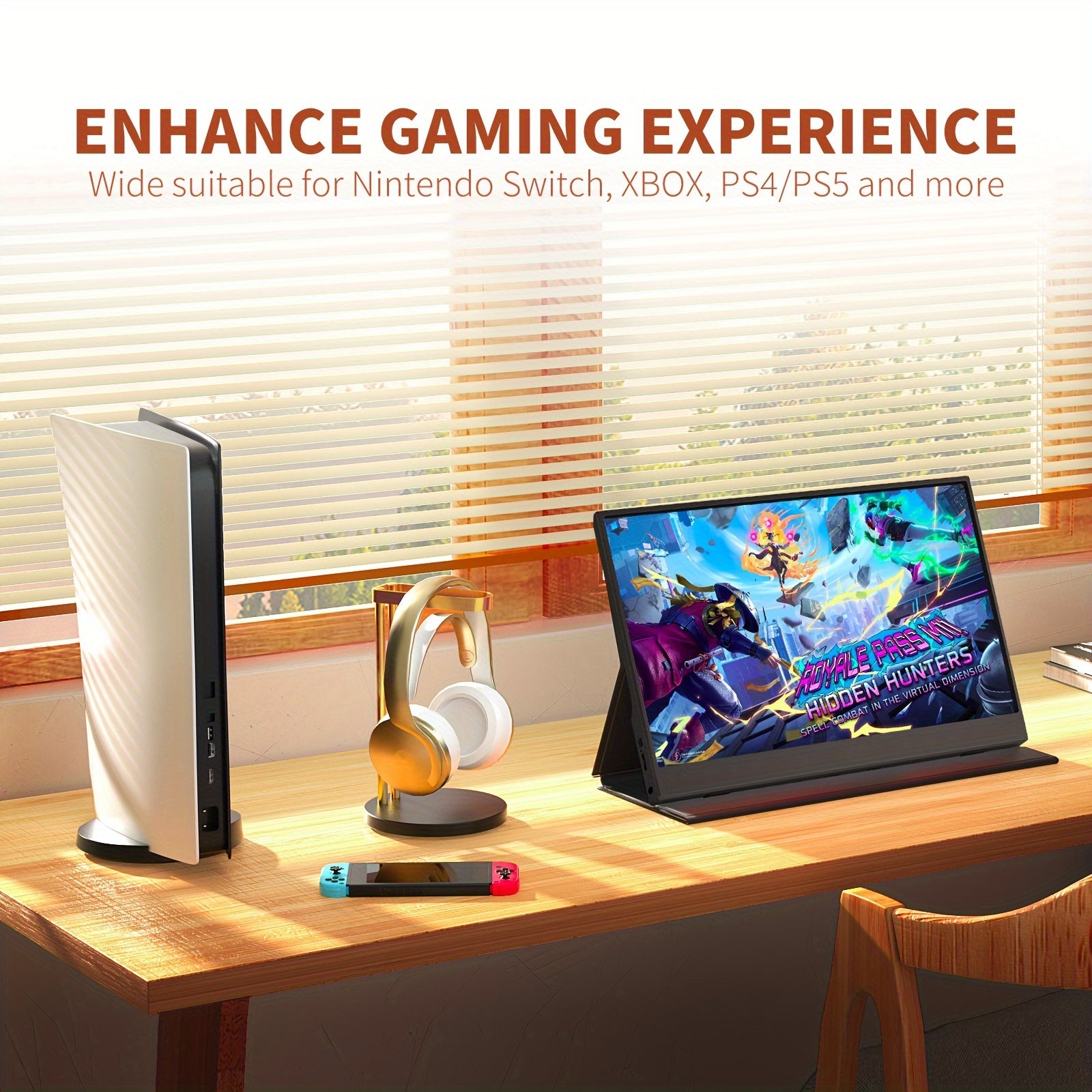 15.6" IPS Portable Gaming Monitor - 1080P, 100% SRGB, USB-C, HDTV, Compatible with PC, Mac, PS4/5, Xbox, for Nintendo for Switch, Mini HDTV, Computer Monitor, Best for Christmas