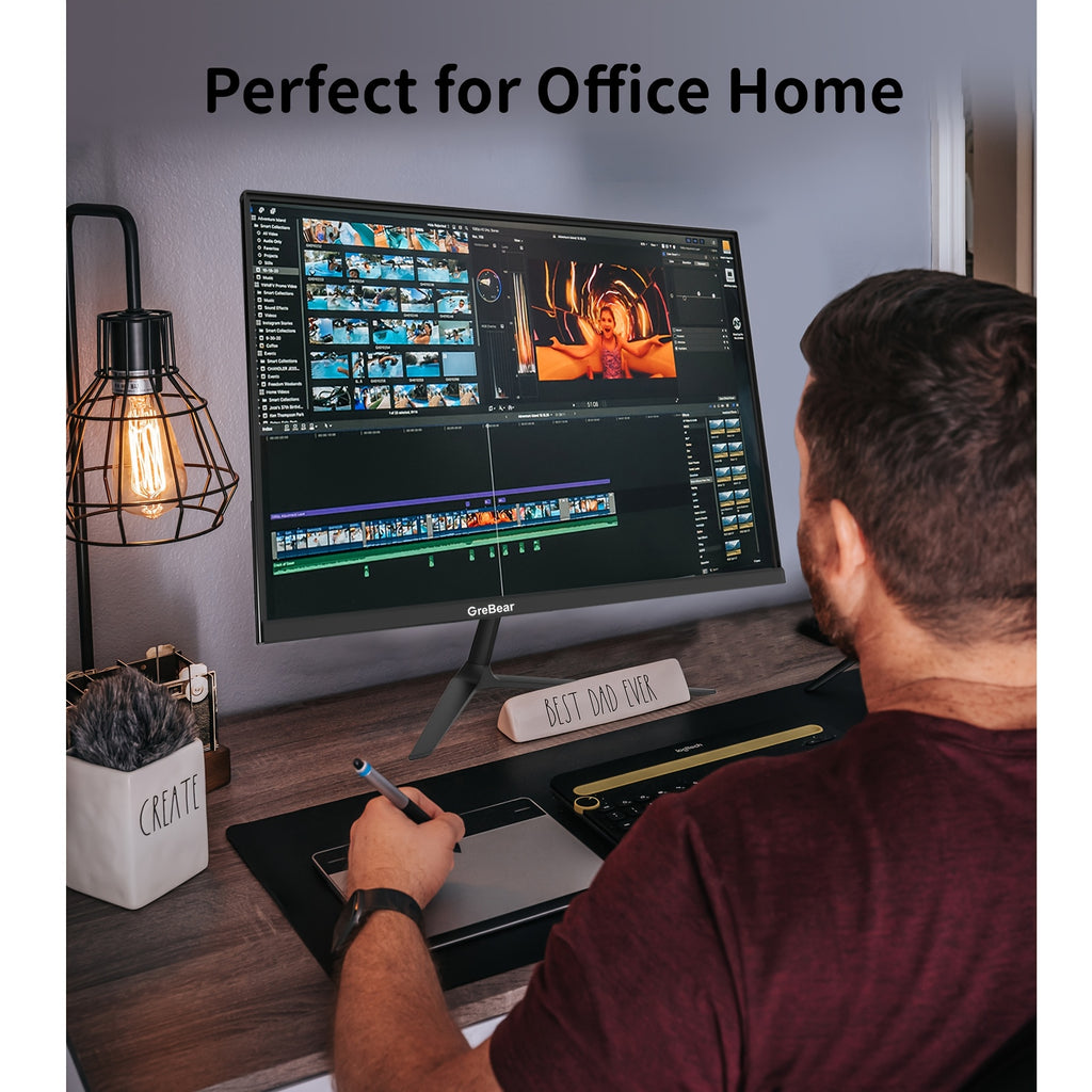 GreBear 24/27" FHD IPS Gaming Monitor - 1080P, 75Hz Refresh Rate, 99% SRGB, Low Blue Light, Anti-Glare LED Desktop Display with HDTV/VGA/Audio, Freesync & Tilt Adjustment