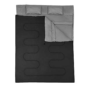 2 in 1 double sleeping bag, single sleeping bag XL, ceiling sleeping bag 2 persons/With 2 pillows/220x150cm/for camping, hiking