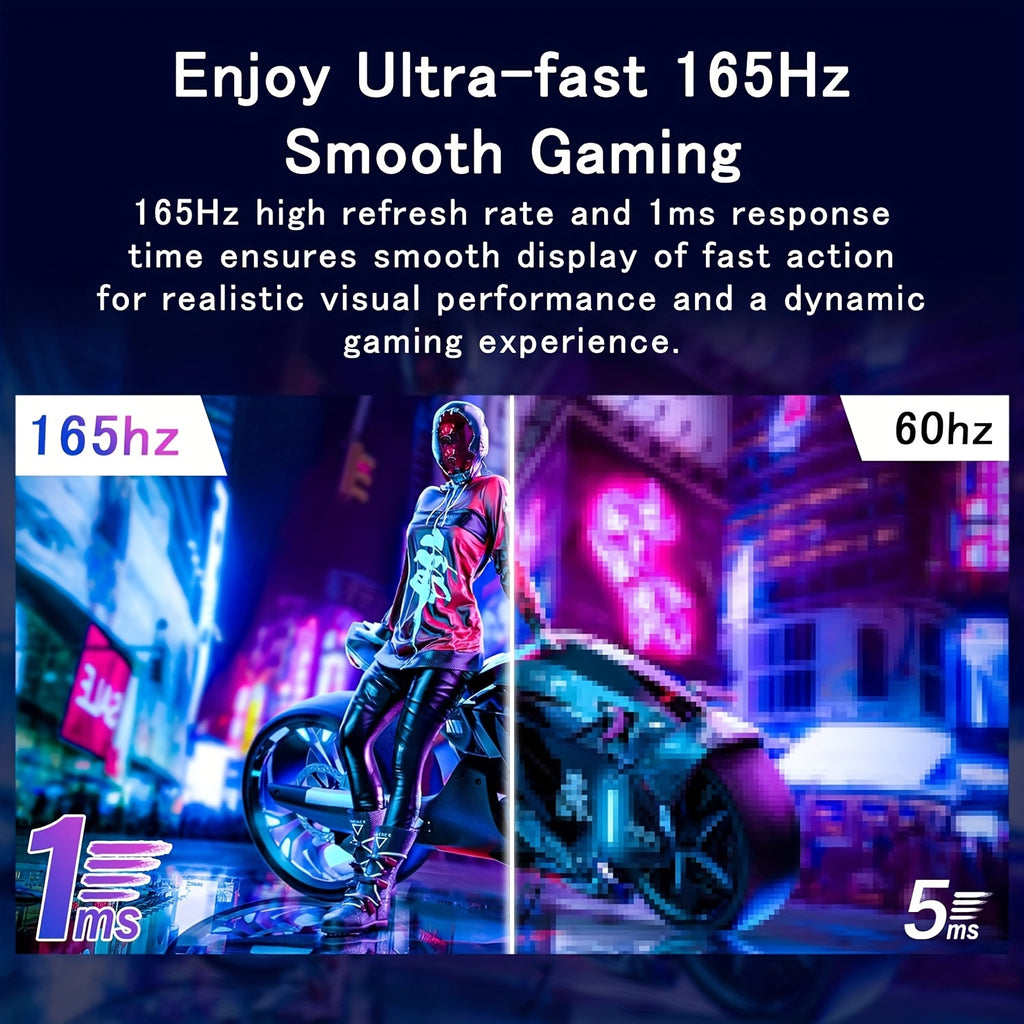 24 Inch FHD 1080P IPS Gaming Monitor Plus - Fast 165Hz Refresh Rate, 1ms Response Time, FreeSync Technology, 100% sRGB Color Gamut, HDR Support, HDMI and DP Connectivity, Built-in Speaker, Tilt Adjustable, VESA Mountable - Id