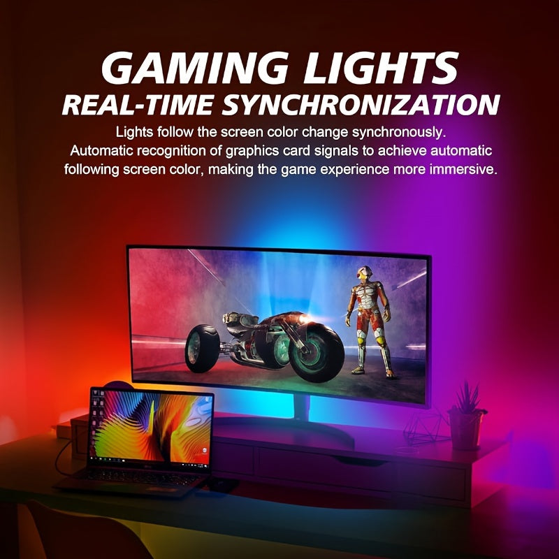 27" Assurged Ambience Display Screen Light - LED Backlit Gaming Monitor with Real-Time RGB+IC Ambient Lighting, Screen Color & Music Sync, High Frame Rate, USB Interface for Desk Gaming - Immersive Gaming Experience