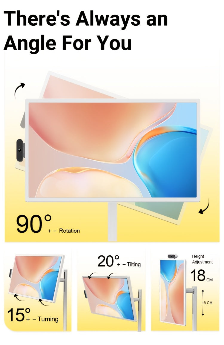 Apolosign 32 Inch Portable TV, Smart Screen, Portable Monitor With Touch Screen, 8GB+128GB, 6800mAh Battery, 1080P, Camera 8MP, Rotation Rolling, Voice Remote Control Mobile TV, Android OS, Built-in Battery, Gaming Monitor, G