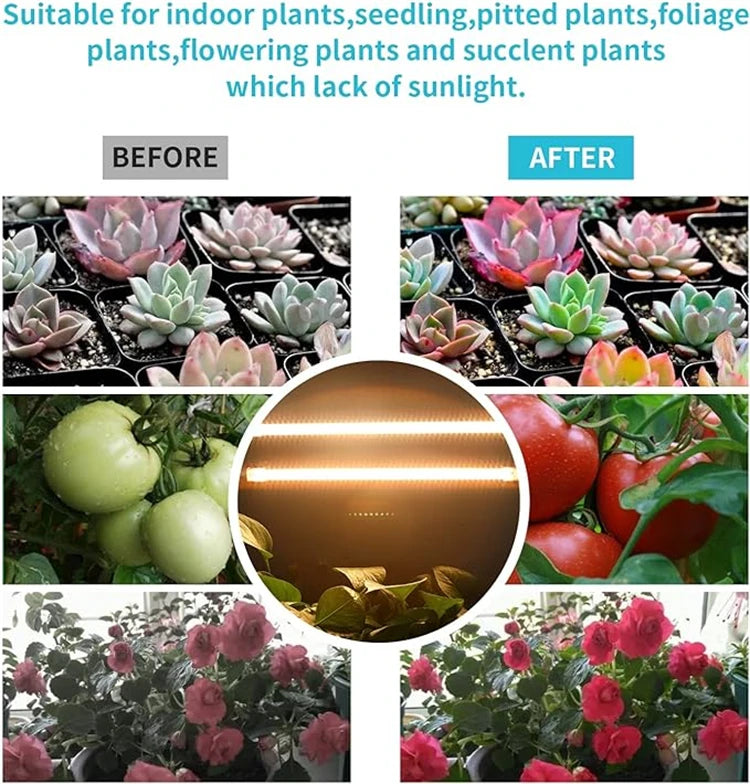 LED Grow Light Strips for Indoor Plants Full Spectrum，Plant Light Bar with3/9/12H Timer,10Dimmable Levels for Seedling Succulent
