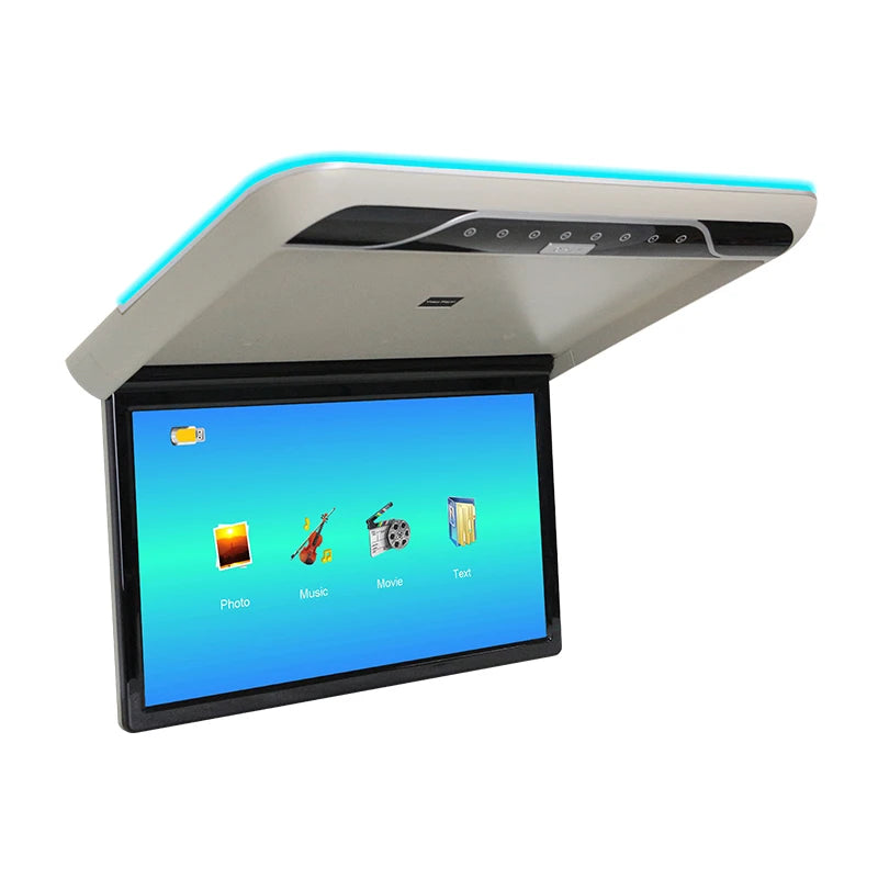 22 Inch Car Roof Monitor 1080P Flip Screen Top Multimedia Video Ceiling Roof Mounted Display With 16-color Ambient Light HDMI FM