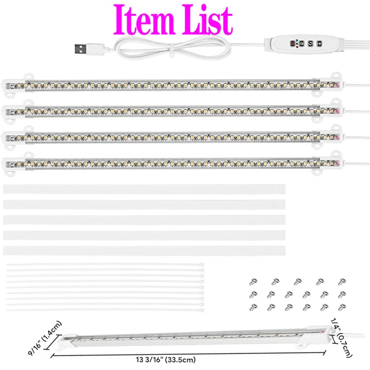 LED Grow Light Strips for Indoor Plants Full Spectrum，Plant Light Bar with3/9/12H Timer,10Dimmable Levels for Seedling Succulent