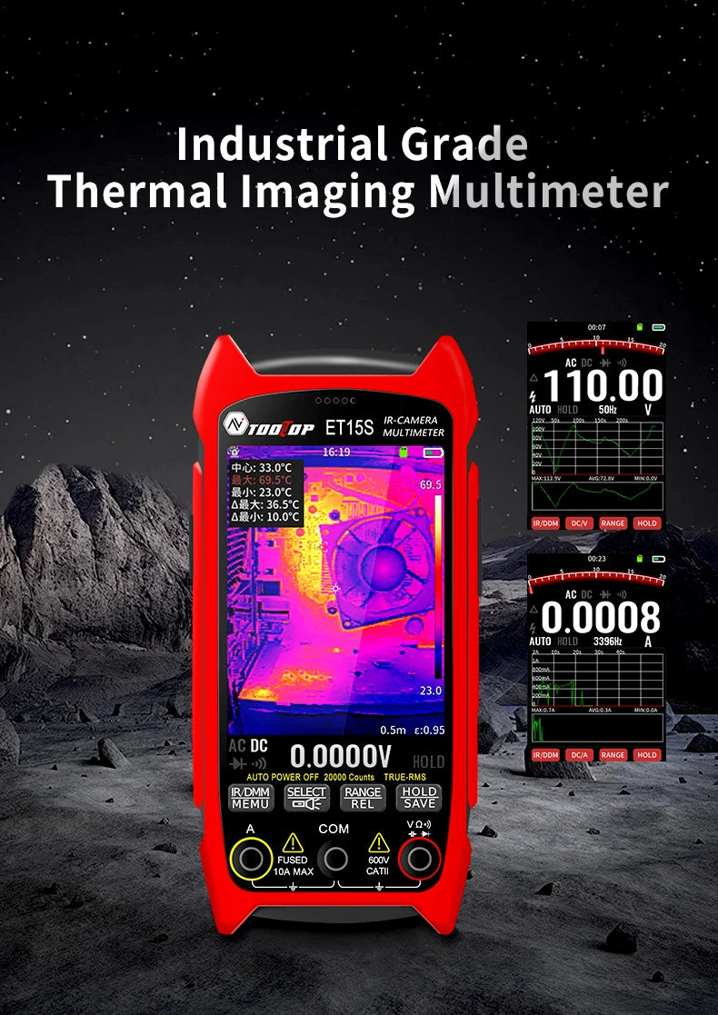 TOOLTOP ET15S 256*192 Thermal Multimeter 3.5-inch Industry Thermal Camera 19999 Counts T-RMS Multimeter HVAC Heating PCB Inspect