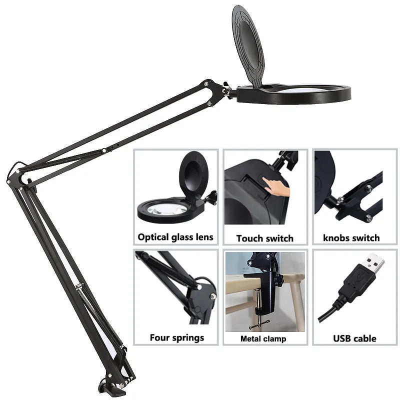 New arrival 10X Illuminated Magnifier  80 LED Magnifying Glass for Soldering Iron Repair/Table Lamp/Skincare Beauty Tool