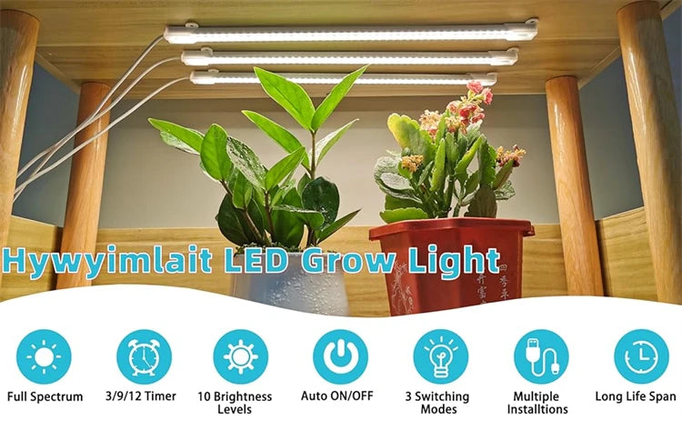 LED Grow Light Strips for Indoor Plants Full Spectrum，Plant Light Bar with3/9/12H Timer,10Dimmable Levels for Seedling Succulent