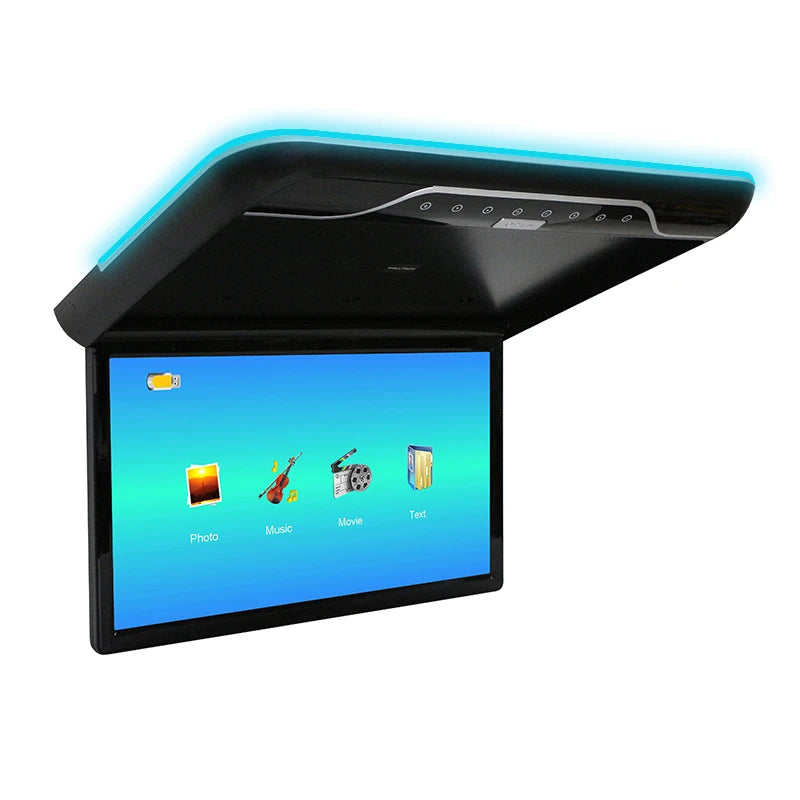 22 Inch Car Roof Monitor 1080P Flip Screen Top Multimedia Video Ceiling Roof Mounted Display With 16-color Ambient Light HDMI FM