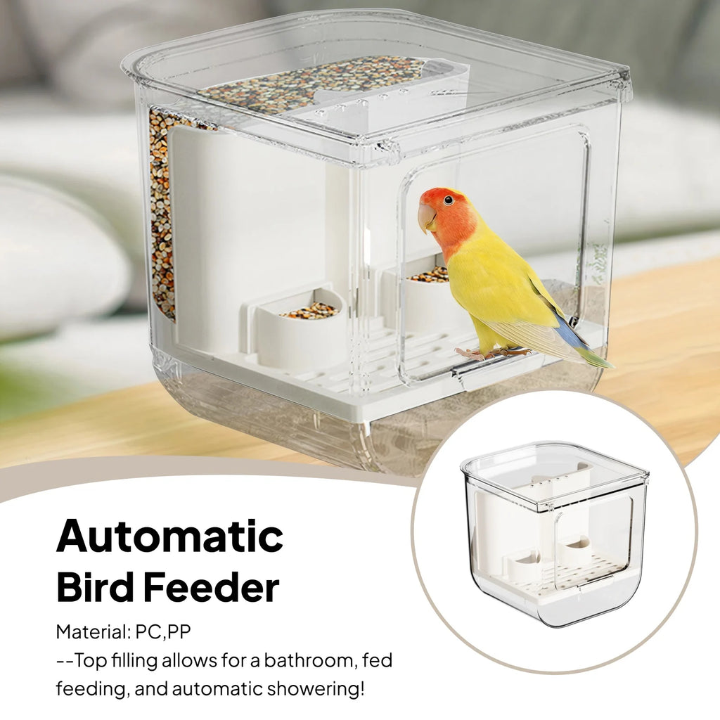 Automatic Parrot Feeder Hanging Pet Cage Feeder Food Dispenser Food Container for Small Birds Finch Lovebirds Cockatoo Budgies