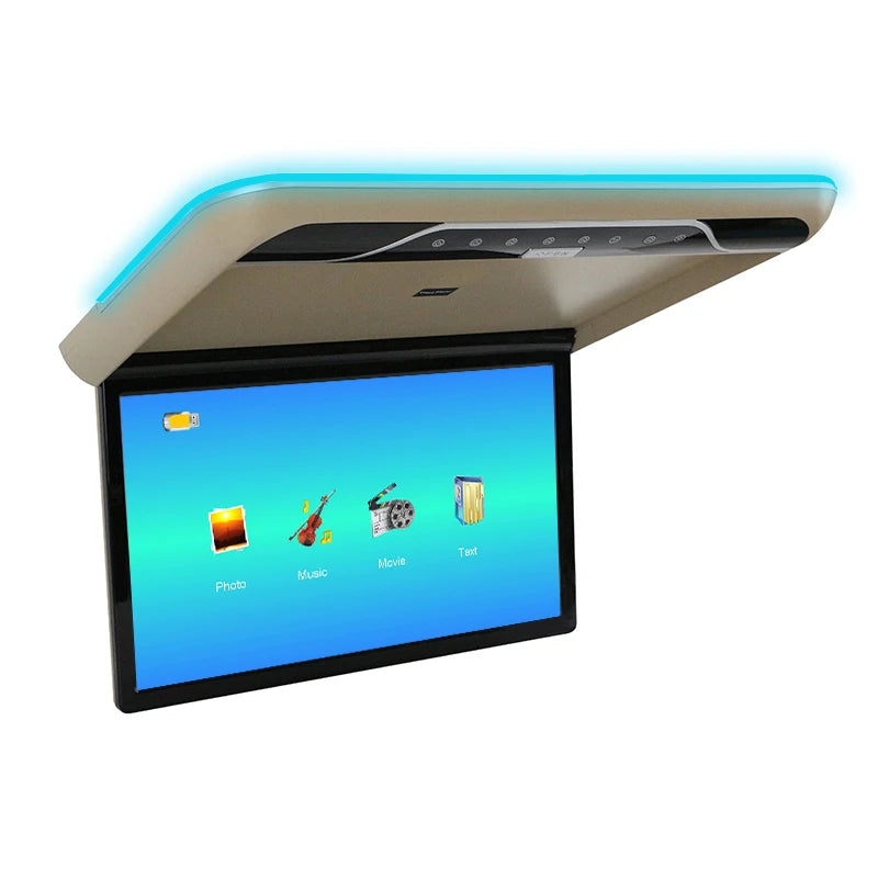 22 Inch Car Roof Monitor 1080P Flip Screen Top Multimedia Video Ceiling Roof Mounted Display With 16-color Ambient Light HDMI FM