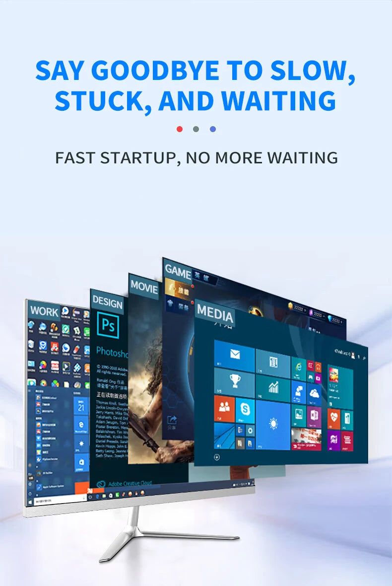 24" Core All-in-One PC Intel I5 5200u Monoblock Computadora 8GB RAM 256GB SSD OEM AIO Computer All in One PC With UPS Battery