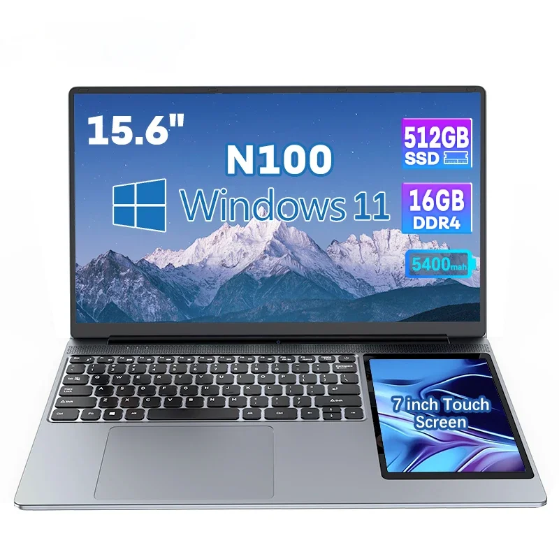 2026 Brand New Double Screen Notebook 15.6+7Inch Intel Celeron N100 16Gb Ram Window 11 Office Business Laptops Gamer Pc Portable
