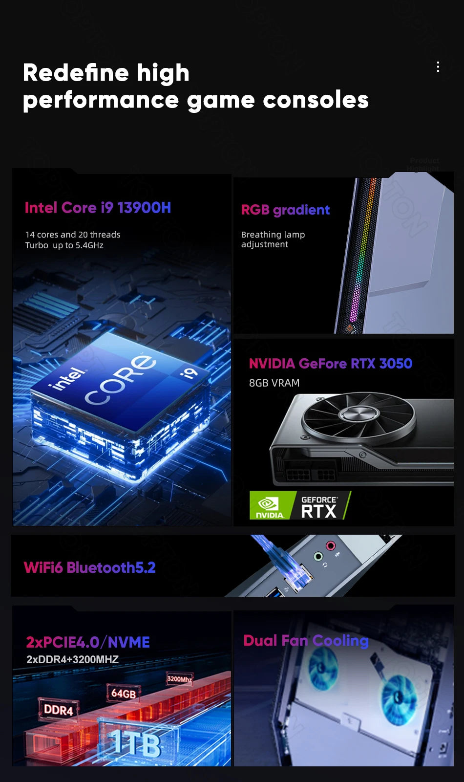 Gaming Pc I9 12900H RTX4060 64GB DDR4 2TB NVME SSD Mini Pc Gamer Pc Game Minipc Mini Desktop Computer