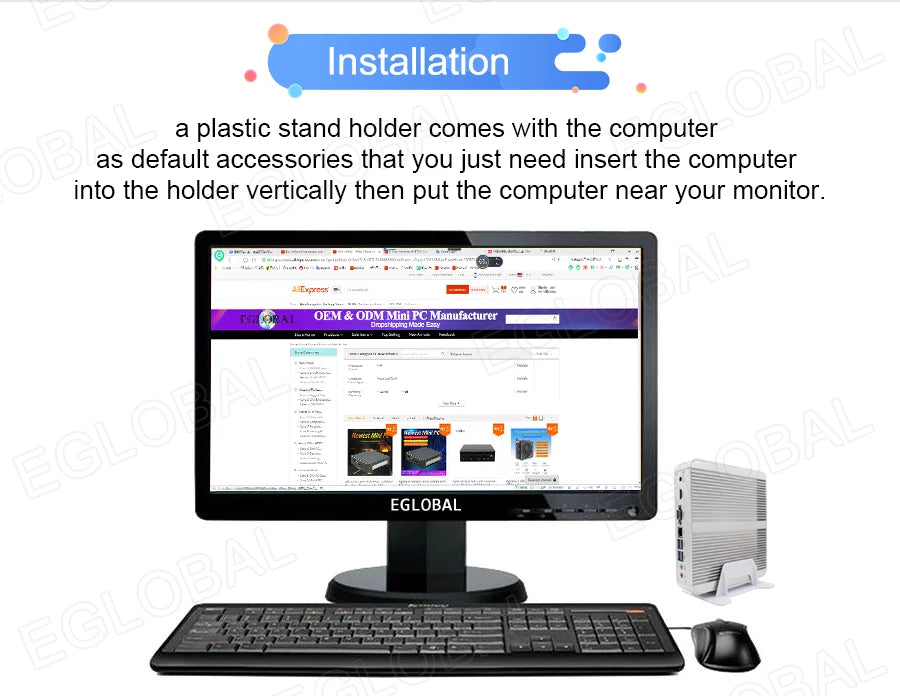 Eglobal Fanless Mini PC  Intel  i7-10510U 1065G7  2*DDR4 Msata+M.2 PCIE  Gamer Windows 10 Laptop Computer Components VGA DP HDMI