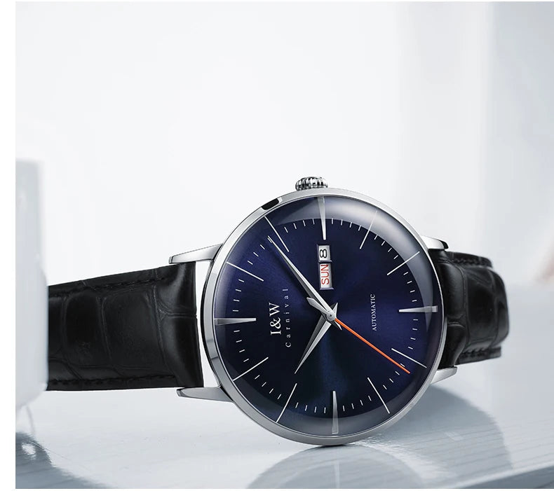 Fashion Men's Watches MIYOTA 8215 Watch Luxury brand CARNIVAL Automatic Mechanical Wristwatch Sapphire Double Calendar Men Watch