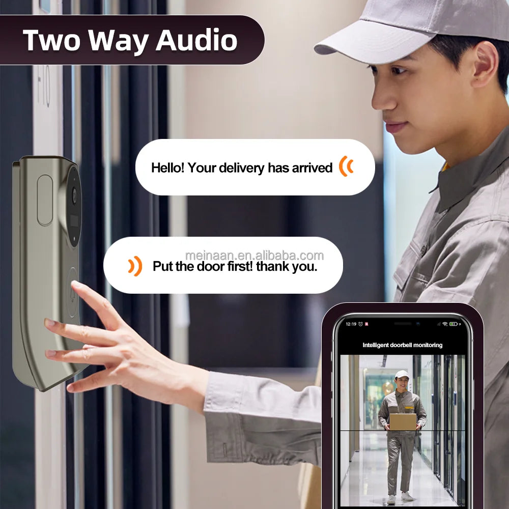 Wholesale 4MP 2K Waterproof Outdoor Doorbell Wireless WiFi Smart Ring Door Bell Camera Dual Lens WiFi Video Doorbell Camera