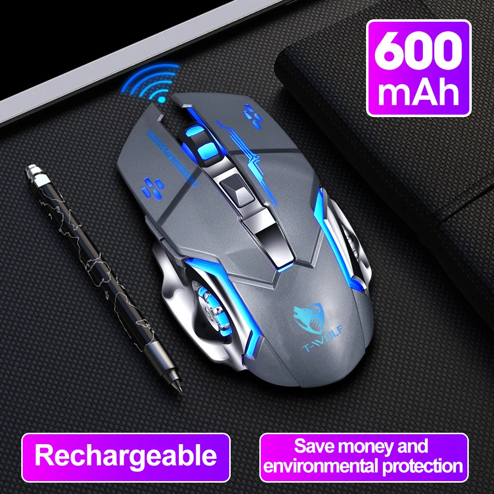 Mouse Q13 Gaming Wireless Optical Mouse Rechargeable 2.4GHz USB Mice 6D Optical LED Mouse Light for Gamer PC Computer Laptop