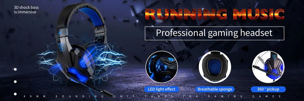 Gaming Headset with Mic and LED Light for PC Laptop Computer Cellphone PS4 Xbox 3.5mm Wired Stereo PC Gaming Headset Gifts