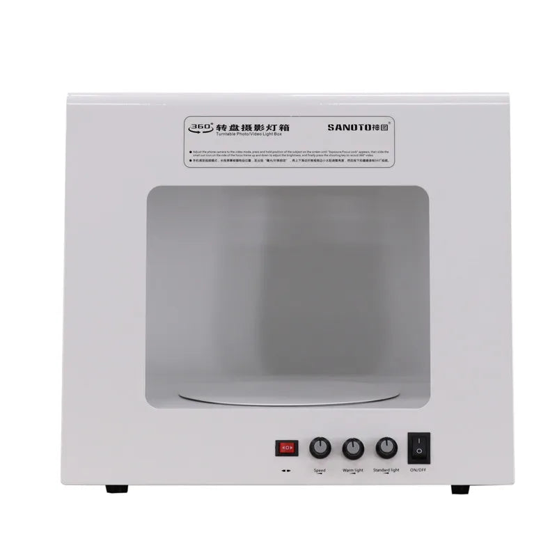 SANOTO Mini Photo Studio Photography Light Box Softbox Built-in Rotating Turntable For Jewelry Photography Video 3D Scanning