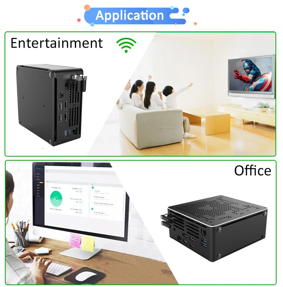 Gaming Desktop Computer Core i9 10980HK Xeon W-10885M E-2276M 2176M Mini Server PC 2*DDR4 2*NVME Dual Lan Office Design Computer