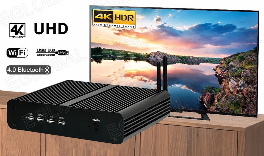 Eglobal Fanless Mini PC  Intel  i7-10510U 1065G7  2*DDR4 Msata+M.2 PCIE  Gamer Windows 10 Laptop Computer Components VGA DP HDMI