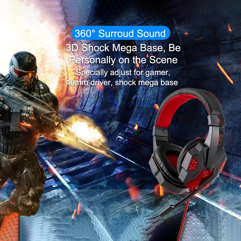 Gaming Headset with Mic and LED Light for PC Laptop Computer Cellphone PS4 Xbox 3.5mm Wired Stereo PC Gaming Headset Gifts