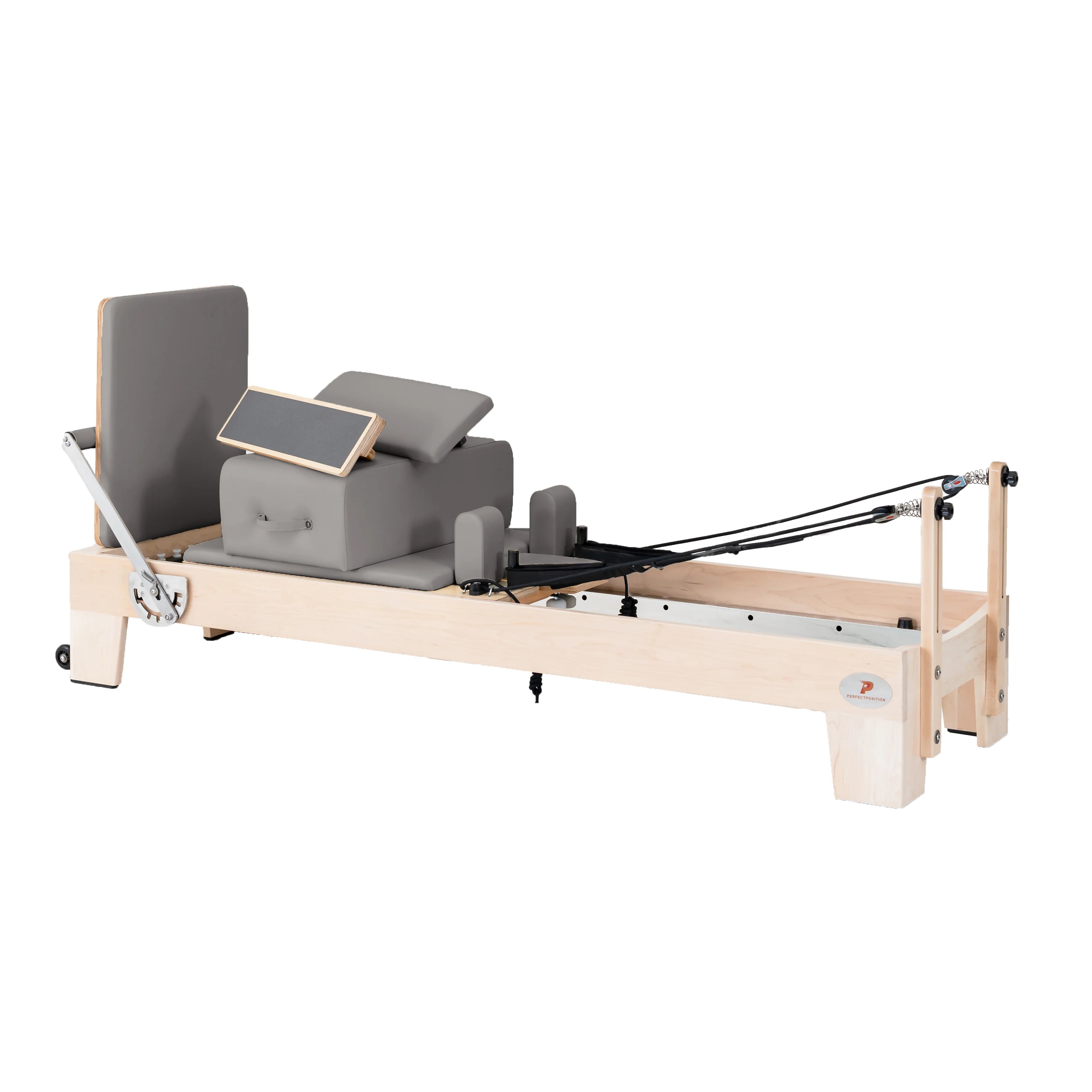 PR014 Professional Commercial Maple Wood Pilates Reformer Durable Sliding Bed Pink Studio Equipment