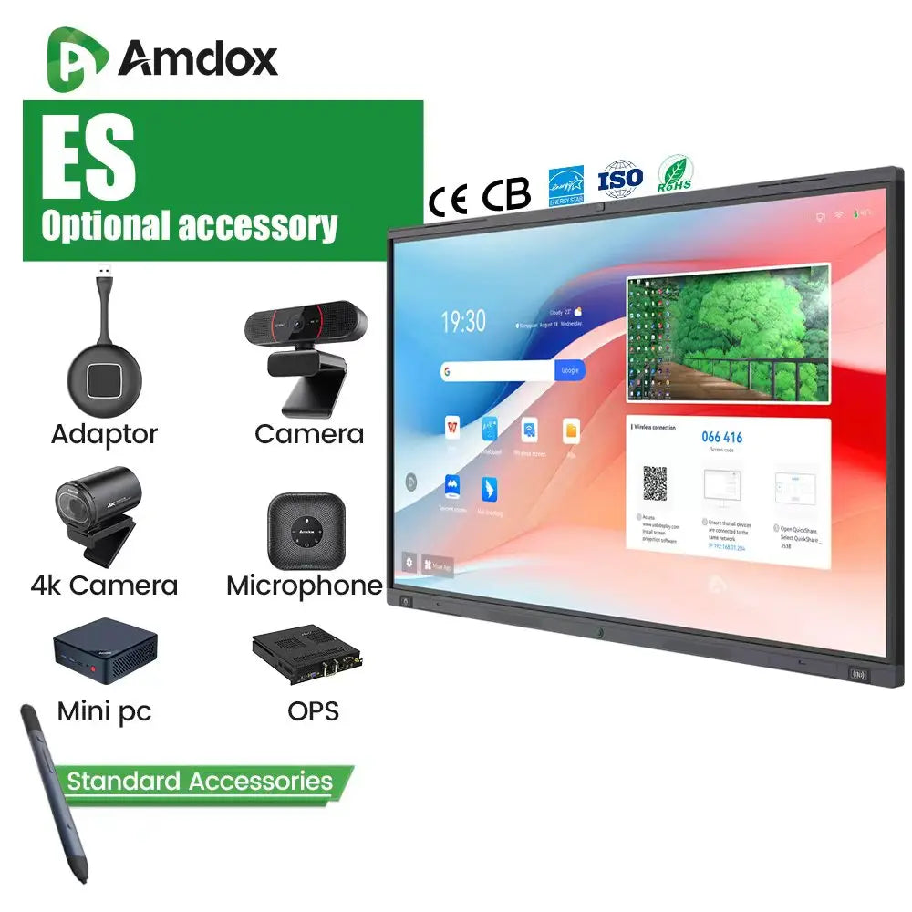 Amdox Android Windows System65inch Interactive Smart Board All-in-one Flat Panel for Conference Education Interactive Whiteboard