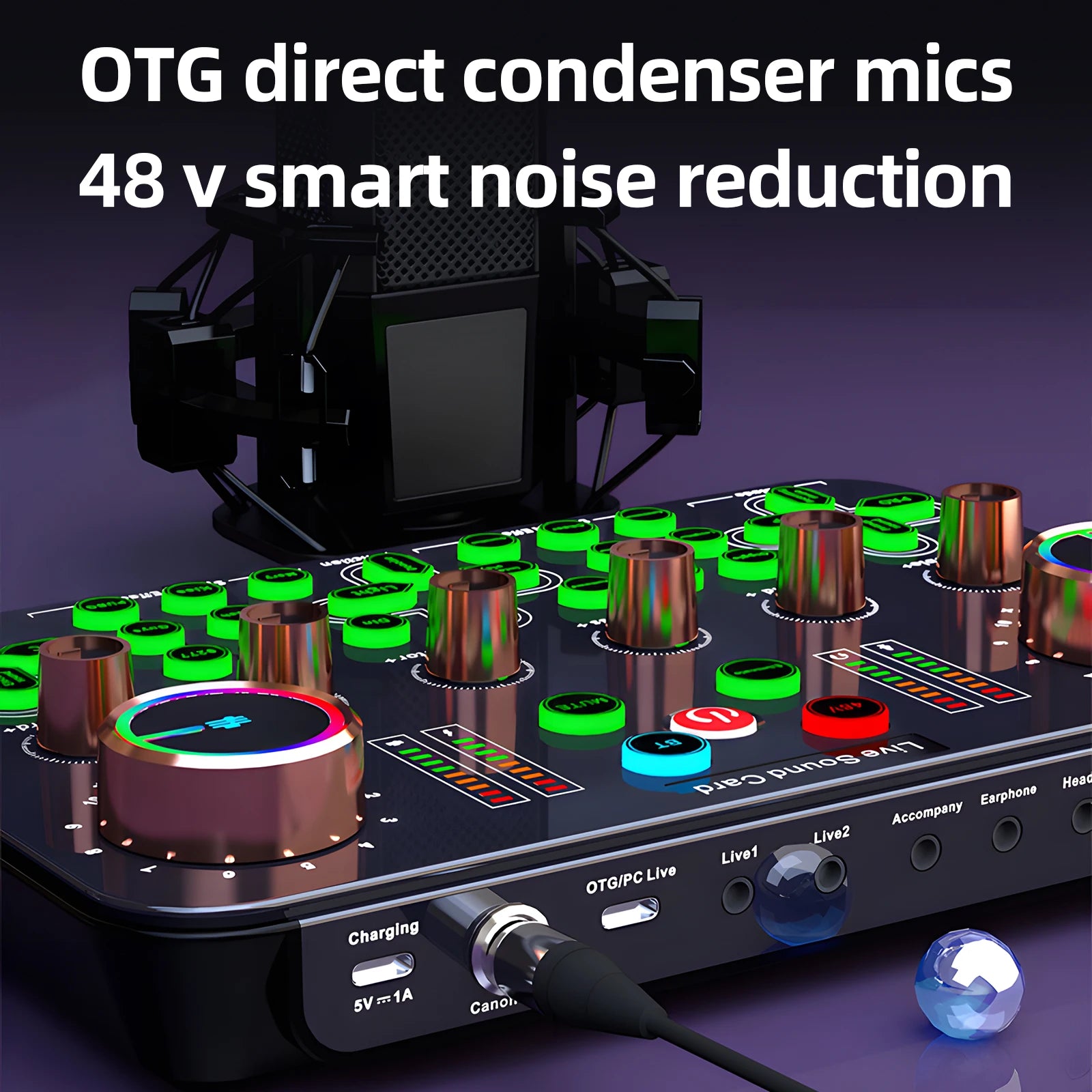 K600 Professional Audio Interface USB Live Broadcast Recording Sound Card for Recording Music Studio Equipment