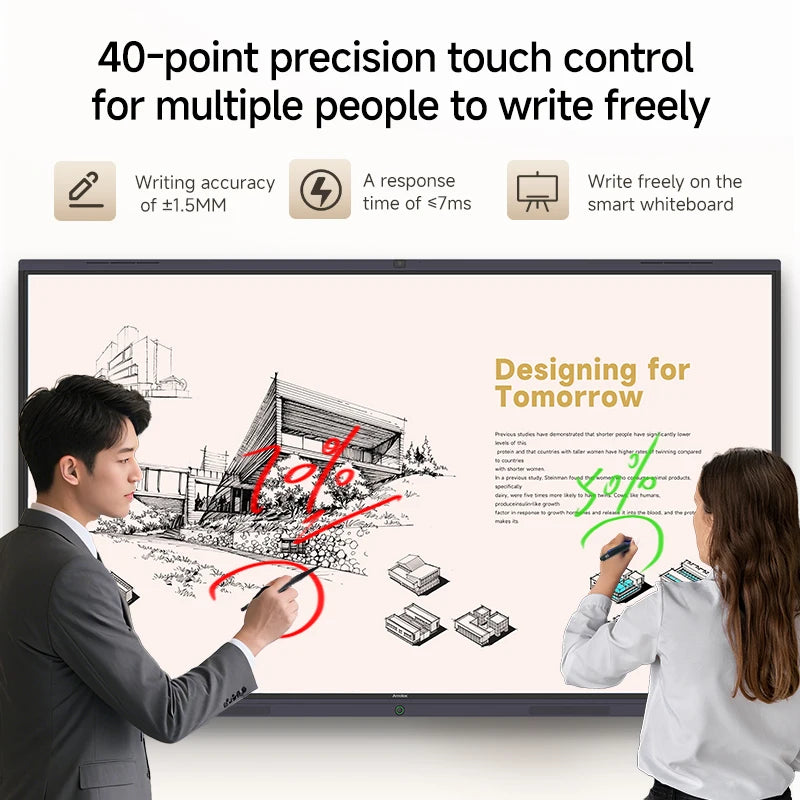 Amdox Android Windows System65inch Interactive Smart Board All-in-one Flat Panel for Conference Education Interactive Whiteboard