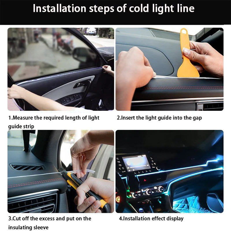 Car LED Strip Interior Decorative Lamps Strips Atmosphere Lamp Cold Light Decorative Dashboard Console LED Ambient Lights 1/3/5M
