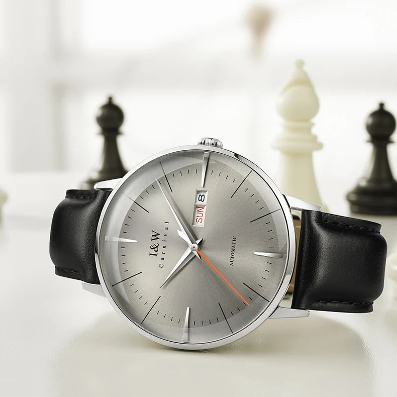 Fashion Men's Watches MIYOTA 8215 Watch Luxury brand CARNIVAL Automatic Mechanical Wristwatch Sapphire Double Calendar Men Watch