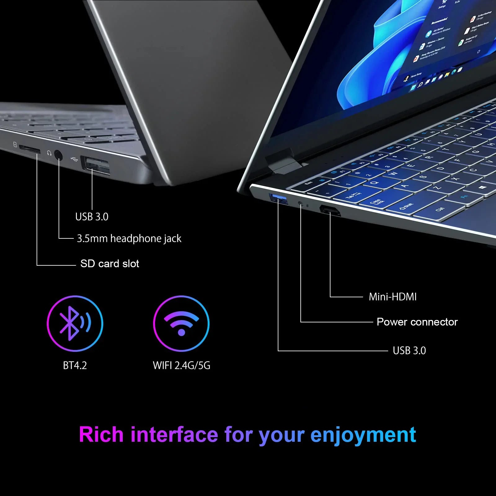 QERE S15 Laptop Computer 15.6 Inch Gaming Intel N5095 16GB RAM 512GB 1T SSD Business Office Wind Ows  Notebook Gamer Pc Portable