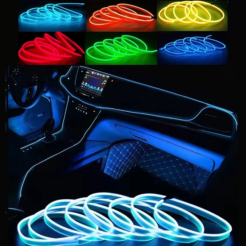Car LED Strip Interior Decorative Lamps Strips Atmosphere Lamp Cold Light Decorative Dashboard Console LED Ambient Lights 1/3/5M